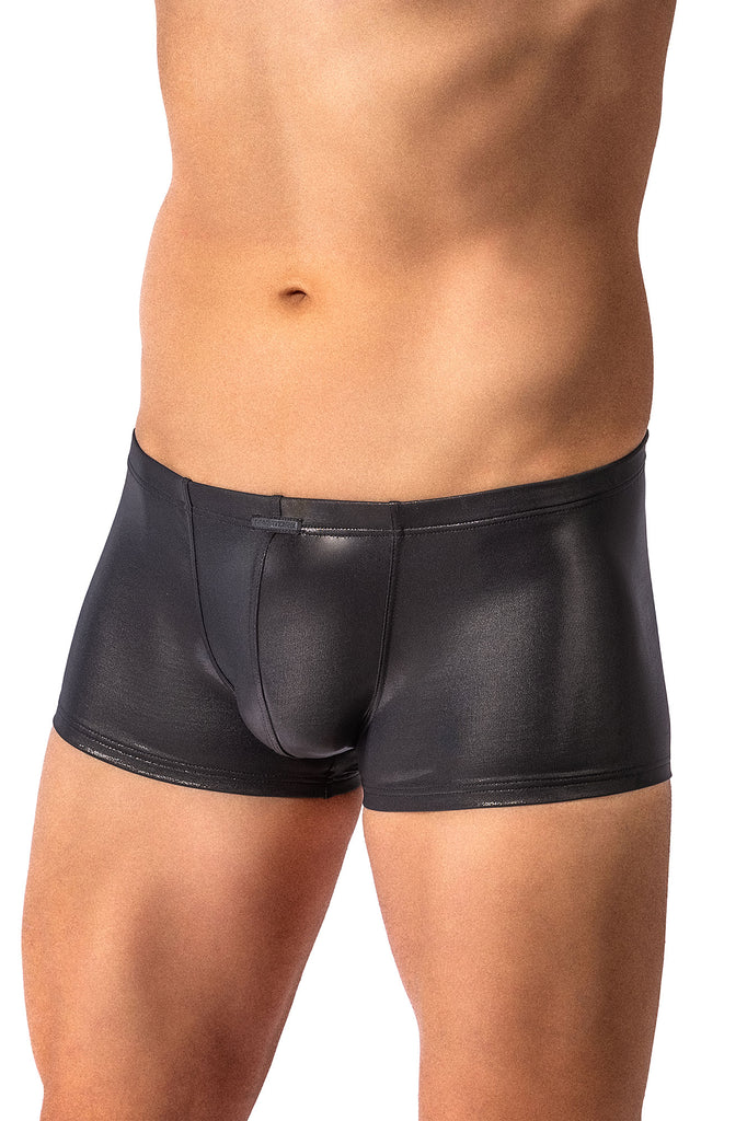 Manstore Micro Pants M2614 mit satinierter Oberfläche in Lederoptik in Schwarz