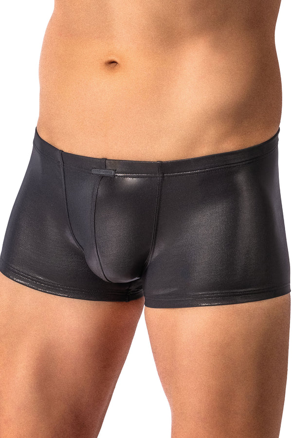 Manstore Micro Pants M2614 mit satinierter Oberfläche in Lederoptik in Schwarz