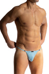 Manstore Stripper String M2465 aus hellblauer Microfaser mit Glitzereffekt