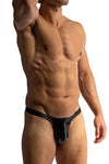 Manstore Zipped String M2415 aus Latex und Lederimitat in Schwarz