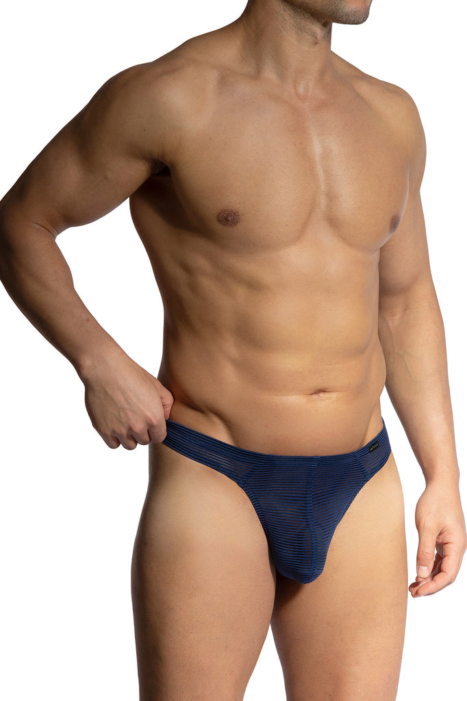 Olaf Benz Ministring RED2462 aus halbtransparenter Microfaser mit Streifenstruktur in Night-Blau