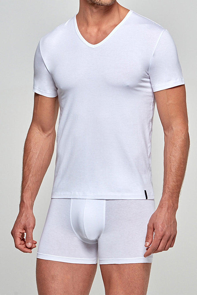 IMPETUS V-Shirt Cotton Modal - weiß